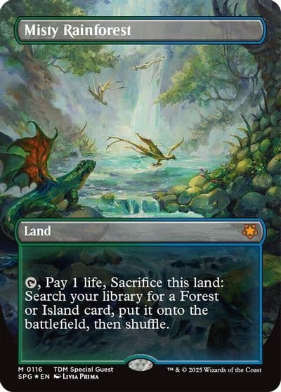Misty Rainforest Borderless Dragonscale Foil Special Guests Magic card