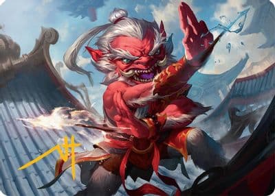 Devoted Duelist Art Card 15 54 Gold Stamped Signature Art Series: Tarkir: Dragonstorm Magic card