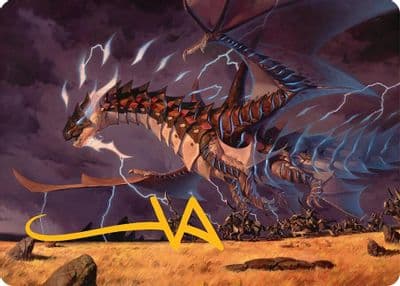 Neriv Heart of the Storm Art Card 25 54 Gold Stamped Signature Art Series: Tarkir: Dragonstorm Magic card
