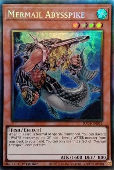 Mermail Abysspike PCR Quarter Century Stampede Yu-Gi-Oh! card