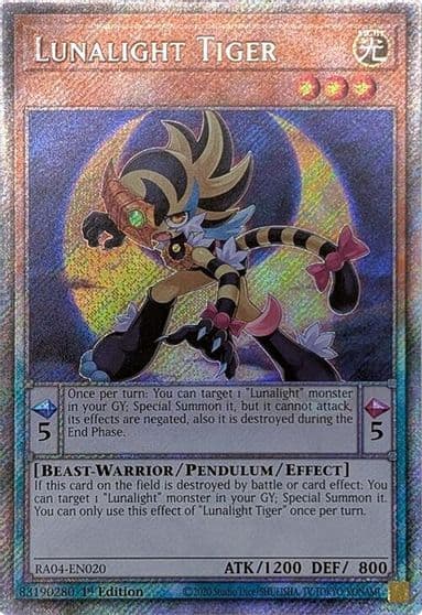 Lunalight Tiger Platinum Secret Rare Quarter Century Stampede Yu-Gi-Oh! card