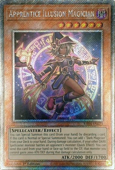 Apprentice Illusion Magician Platinum Secret Rare Quarter Century Stampede Yu-Gi-Oh! card