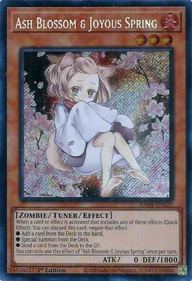 Ash Blossom and Joyous Spring Alternate Art Secret Rare Quarter Century Stampede Yu-Gi-Oh! card