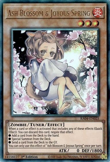 Ash Blossom and Joyous Spring Alternate Art PUR Quarter Century Stampede Yu-Gi-Oh! card