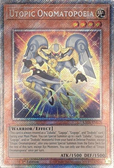 Utopic Onomatopoeia Platinum Secret Rare Quarter Century Stampede Yu-Gi-Oh! card