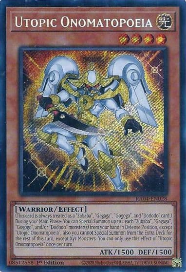 Utopic Onomatopoeia Secret Rare Quarter Century Stampede Yu-Gi-Oh! card