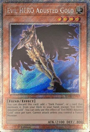 Evil HERO Adusted Gold Platinum Secret Rare Quarter Century Stampede Yu-Gi-Oh! card