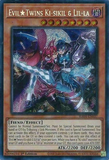Evil Twins Ki sikil and Lil la Secret Rare Quarter Century Stampede Yu-Gi-Oh! card