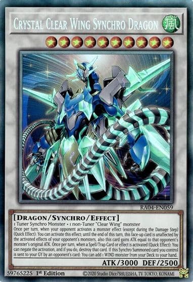 Crystal Clear Wing Synchro Dragon PCR Quarter Century Stampede Yu-Gi-Oh! card