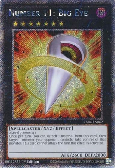 Number 11 Big Eye Platinum Secret Rare Quarter Century Stampede Yu-Gi-Oh! card