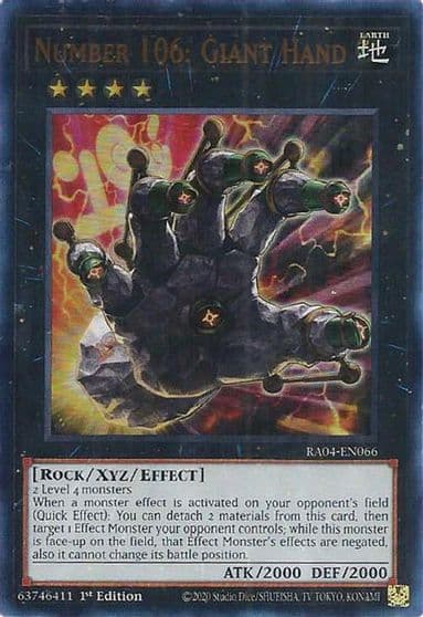 Number 106 Giant Hand UR Quarter Century Stampede Yu-Gi-Oh! card