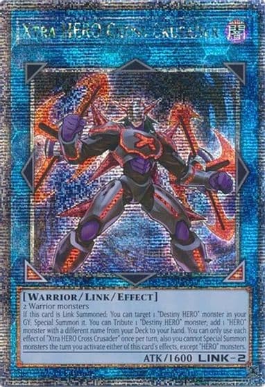 Xtra HERO Cross Crusader Quarter Century Secret Rare Quarter Century Stampede Yu-Gi-Oh! card