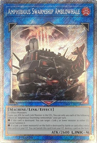Amphibious Swarmship Amblowhale Platinum Secret Rare Quarter Century Stampede Yu-Gi-Oh! card