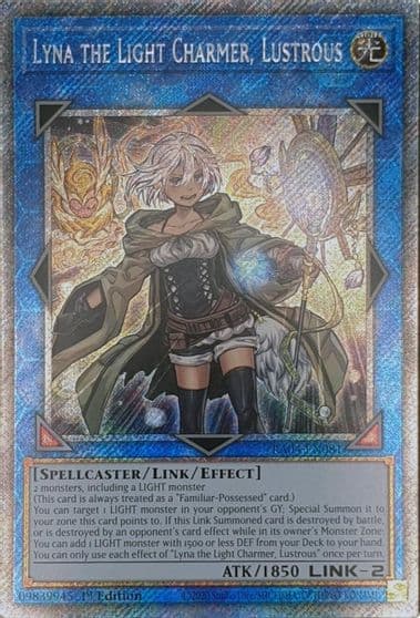 Lyna the Light Charmer Lustrous Platinum Secret Rare Quarter Century Stampede Yu-Gi-Oh! card