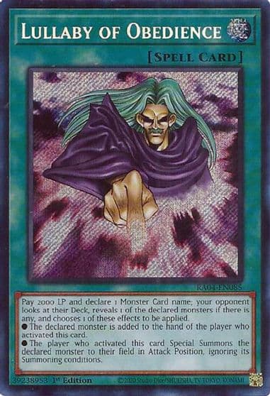 Lullaby of Obedience Secret Rare Quarter Century Stampede Yu-Gi-Oh! card