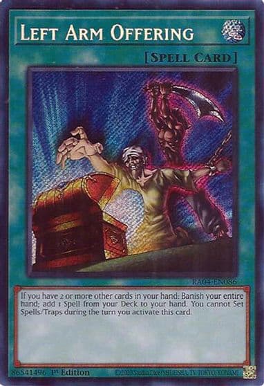 Left Arm Offering Secret Rare Quarter Century Stampede Yu-Gi-Oh! card