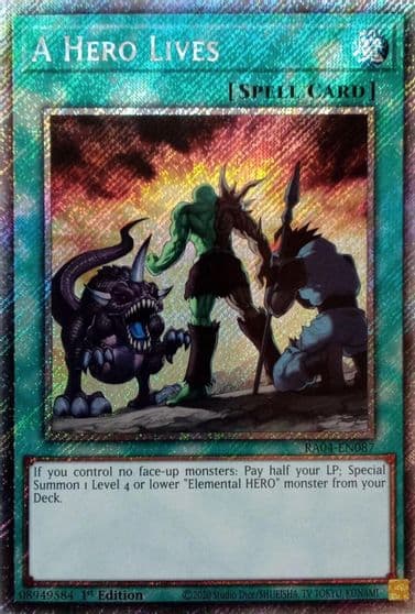 A Hero Lives Platinum Secret Rare Quarter Century Stampede Yu-Gi-Oh! card