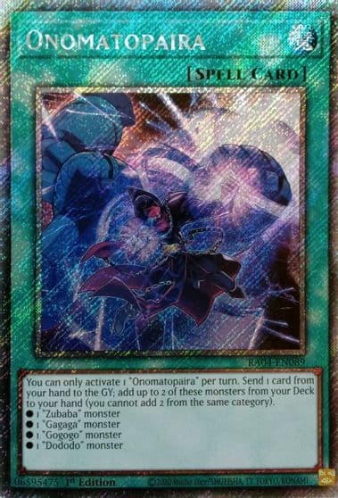 Onomatopaira Platinum Secret Rare Quarter Century Stampede Yu-Gi-Oh! card