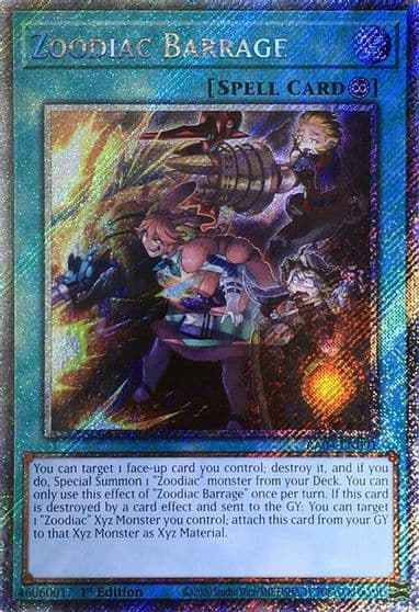 Zoodiac Barrage Platinum Secret Rare Quarter Century Stampede Yu-Gi-Oh! card