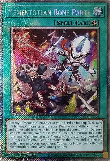 Mementotlan Bone Party Platinum Secret Rare Quarter Century Stampede Yu-Gi-Oh! card