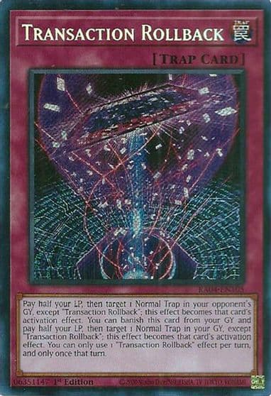 Transaction Rollback Secret Rare Quarter Century Stampede Yu-Gi-Oh! card