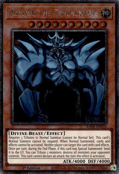 Obelisk the Tormentor Platinum Secret Rare Quarter Century Stampede Yu-Gi-Oh! card