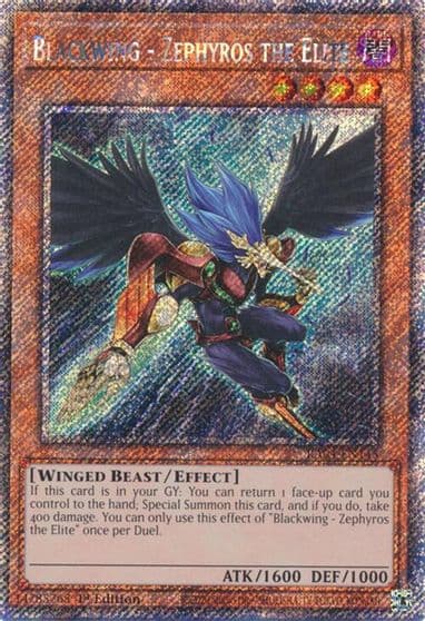 Blackwing Zephyros the Elite Platinum Secret Rare Quarter Century Stampede Yu-Gi-Oh! card