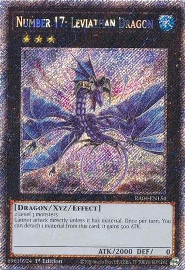 Number 17 Leviathan Dragon Platinum Secret Rare Quarter Century Stampede Yu-Gi-Oh! card