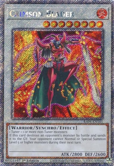 Crimson Blader Platinum Secret Rare Quarter Century Stampede Yu-Gi-Oh! card