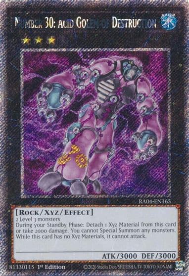 Number 30 Acid Golem of Destruction Platinum Secret Rare Quarter Century Stampede Yu-Gi-Oh! card