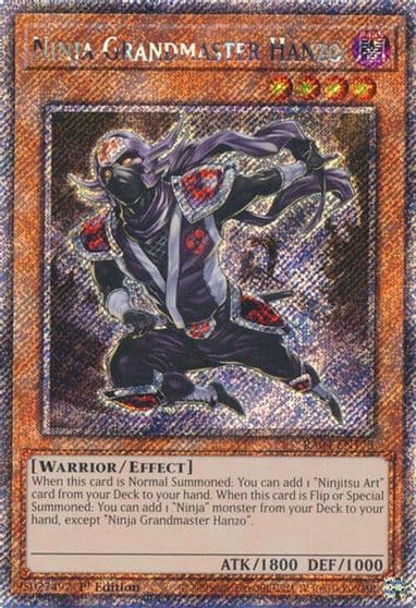 Ninja Grandmaster Hanzo Platinum Secret Rare Quarter Century Stampede Yu-Gi-Oh! card