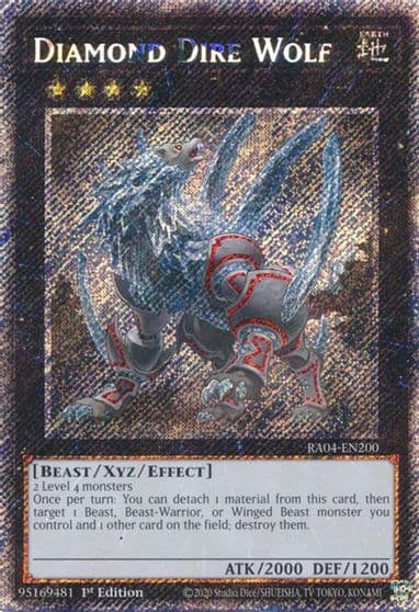 Diamond Dire Wolf Platinum Secret Rare Quarter Century Stampede Yu-Gi-Oh! card
