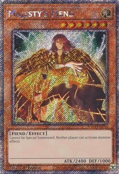 Majestys Fiend Platinum Secret Rare Quarter Century Stampede Yu-Gi-Oh! card
