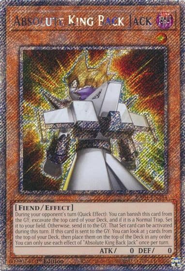 Absolute King Back Jack Platinum Secret Rare Quarter Century Stampede Yu-Gi-Oh! card