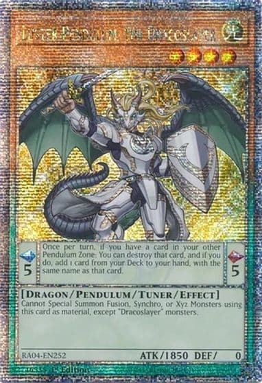 Luster Pendulum the Dracoslayer Quarter Century Secret Rare Quarter Century Stampede Yu-Gi-Oh! card