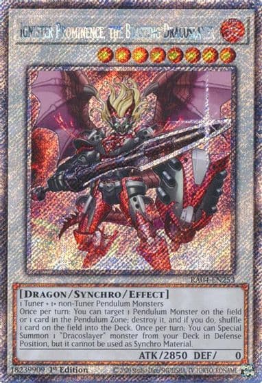 Ignister Prominence the Blasting Dracoslayer Platinum Secret Rare Quarter Century Stampede Yu-Gi-Oh! card