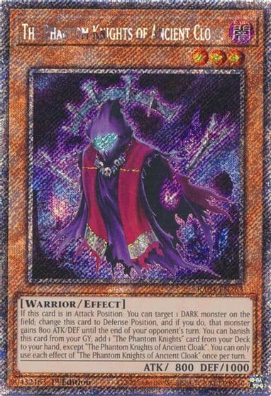 The Phantom Knights of Ancient Cloak Platinum Secret Rare Quarter Century Stampede Yu-Gi-Oh! card