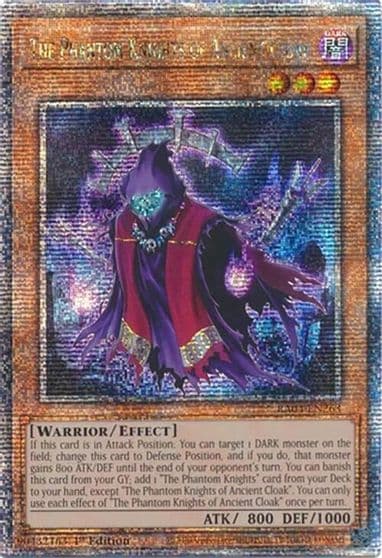 The Phantom Knights of Ancient Cloak Quarter Century Secret Rare Quarter Century Stampede Yu-Gi-Oh! card