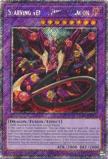 Starving Venom Fusion Dragon Platinum Secret Rare Quarter Century Stampede Yu-Gi-Oh! card