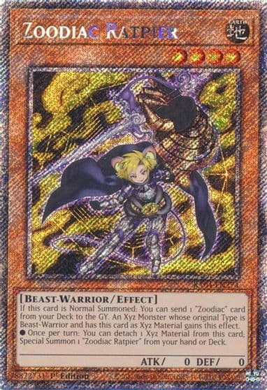 Zoodiac Ratpier Platinum Secret Rare Quarter Century Stampede Yu-Gi-Oh! card