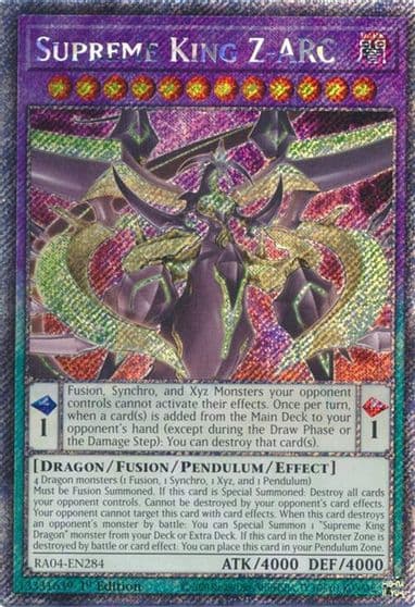 Supreme King Z ARC Platinum Secret Rare Quarter Century Stampede Yu-Gi-Oh! card