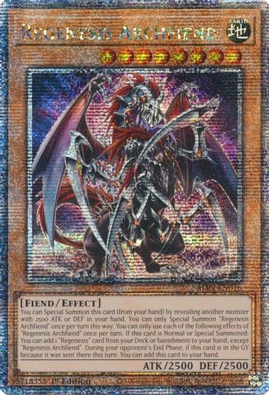 Regenesis Archfiend Quarter Century Secret Rare Alliance Insight Yu-Gi-Oh! card