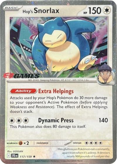 Hop's Snorlax (EB Games) (Cosmos Holo) Miscellaneous Cards & Products Pokemon card
