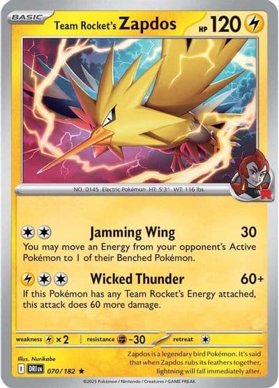 Team Rocket's Zapdos SV10: Destined Rivals Pokemon card