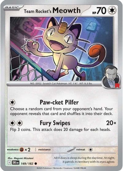 Team Rocket's Meowth SV10: Destined Rivals Pokemon card