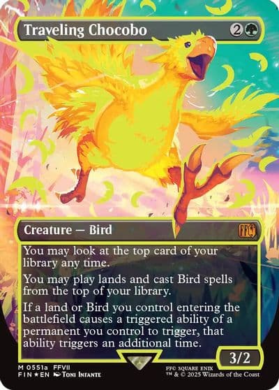 Traveling Chocobo Borderless Neon Ink Yellow FINAL FANTASY Magic card