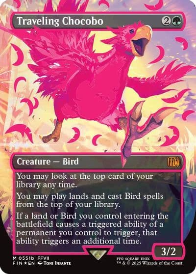 Traveling Chocobo Borderless Neon Ink Pink FINAL FANTASY Magic card