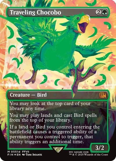 Traveling Chocobo Borderless Neon Ink Green FINAL FANTASY Magic card