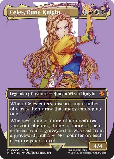 Celes Rune Knight Borderless Surge Foil Commander: FINAL FANTASY Magic card