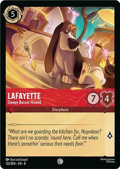 Lafayette Sleepy Basset Hound Reign of Jafar Lorcana card